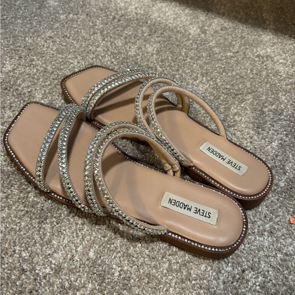 Steve Madden Beige Rhinestone Sandals